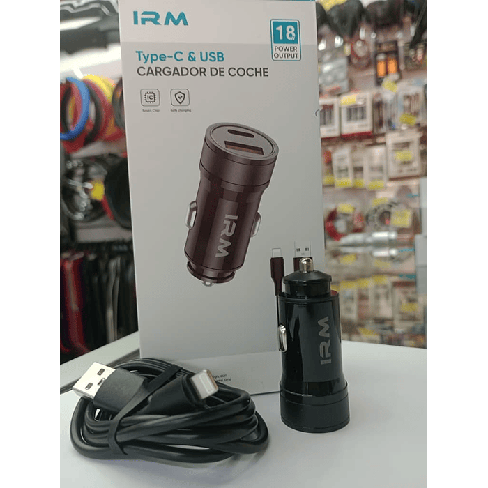 💥Oferta liquidacion💥 Cargador de auto tipo C USB con cable lightning 18w 12v 24v. 5