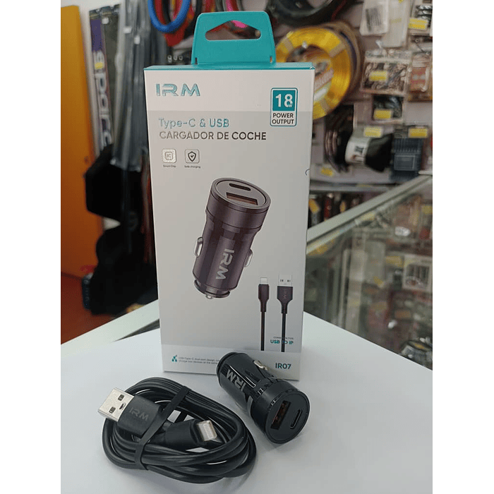 💥Oferta liquidacion💥 Cargador de auto tipo C USB con cable lightning 18w 12v 24v. 6