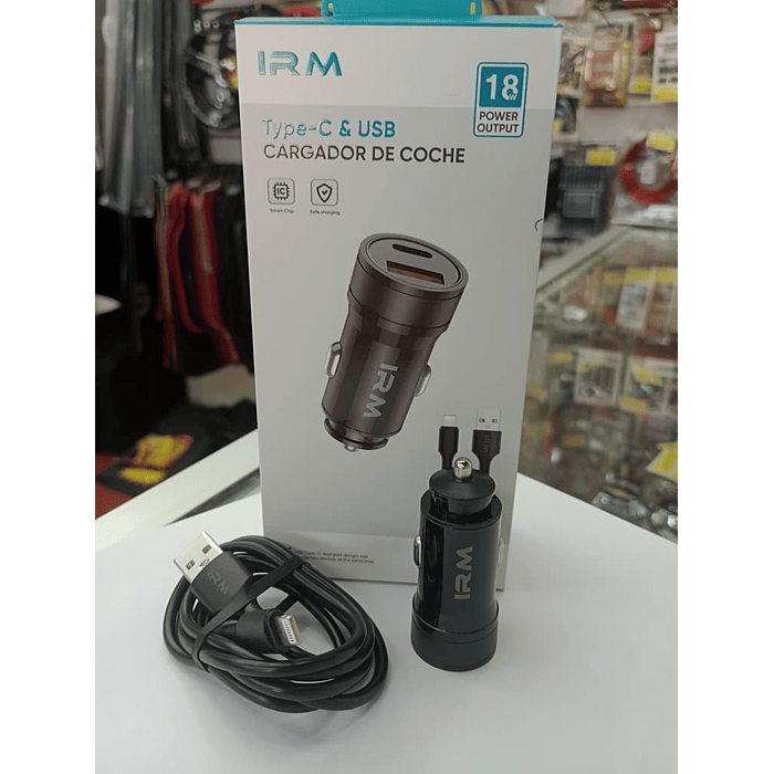 💥Oferta liquidacion💥 Cargador de auto tipo C USB con cable lightning 18w 12v 24v. 7