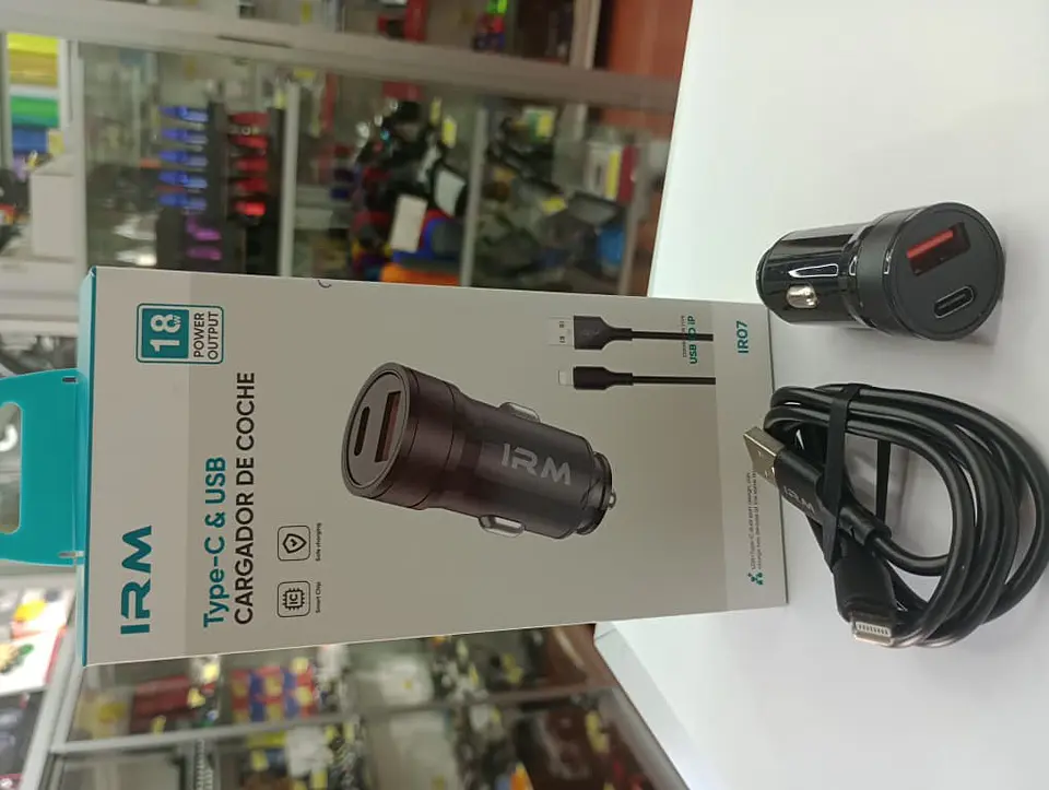 Cargador de auto tipo C USB con cable lightning 18w 12v 24v 8