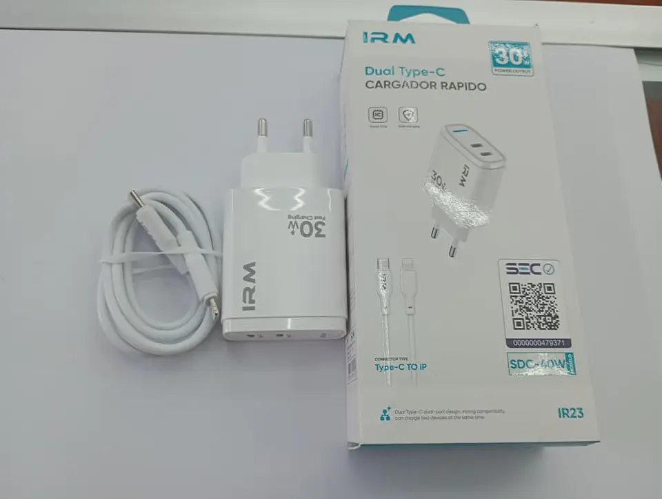 Cargador de celular dual tipo C con cable lightning 30w 1