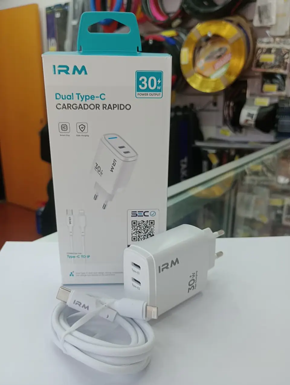 Cargador de celular dual tipo C con cable lightning 30w 3