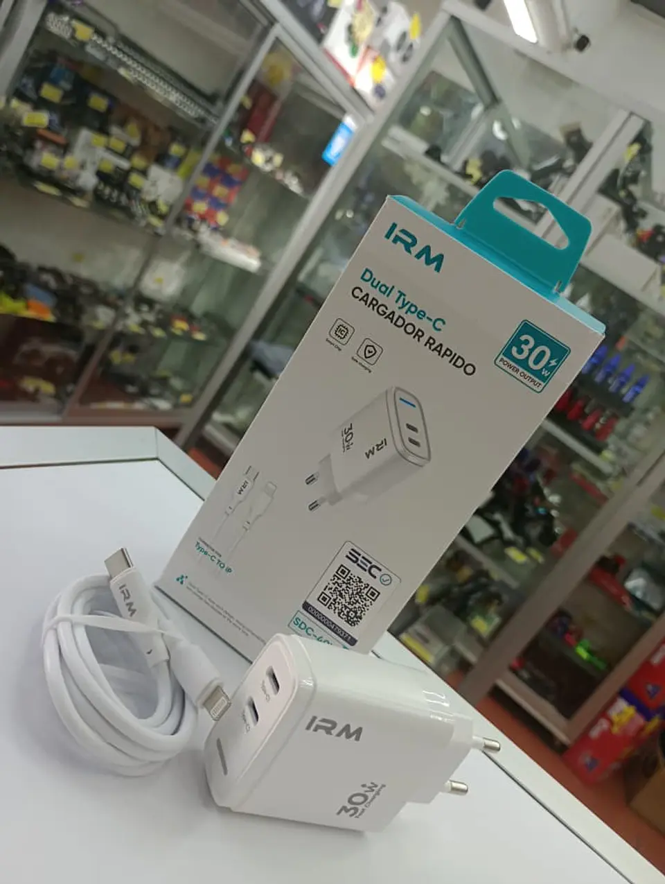 Cargador de celular dual tipo C con cable lightning 30w 5