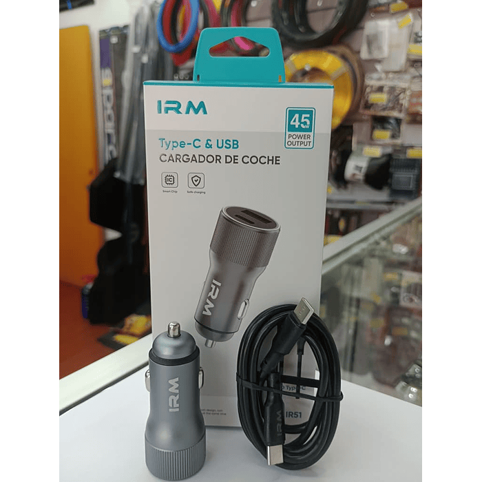 💥Oferta liquidacion💥 Cargador de auto tipo C USB con cable tipo C 45w 12v 24v 1