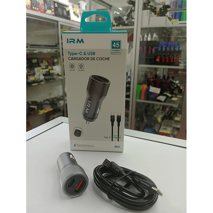 💥Oferta liquidacion💥 Cargador de auto tipo C USB con cable tipo C 45w 12v 24v 4
