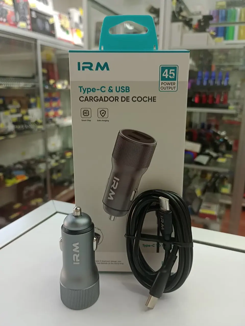 Cargador de auto tipo C USB con cable tipo C 45w 12v 24v 6