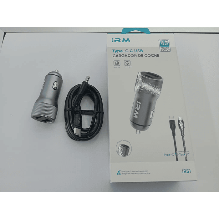 💥Oferta liquidacion💥 Cargador de auto tipo C USB con cable tipo C 45w 12v 24v 7