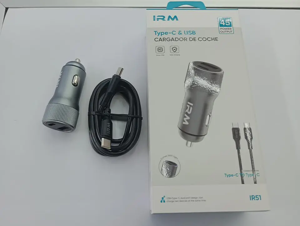 Cargador de auto tipo C USB con cable tipo C 45w 12v 24v 7
