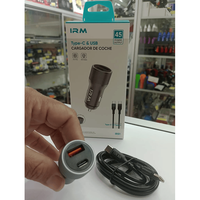 💥Oferta liquidacion💥 Cargador de auto tipo C USB con cable tipo C 45w 12v 24v 8