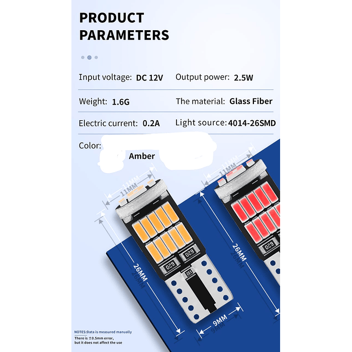 💥*Oferta liquidacion*💥  X2 unidades de Ampolletas led T10 W5W antierror canbus  12