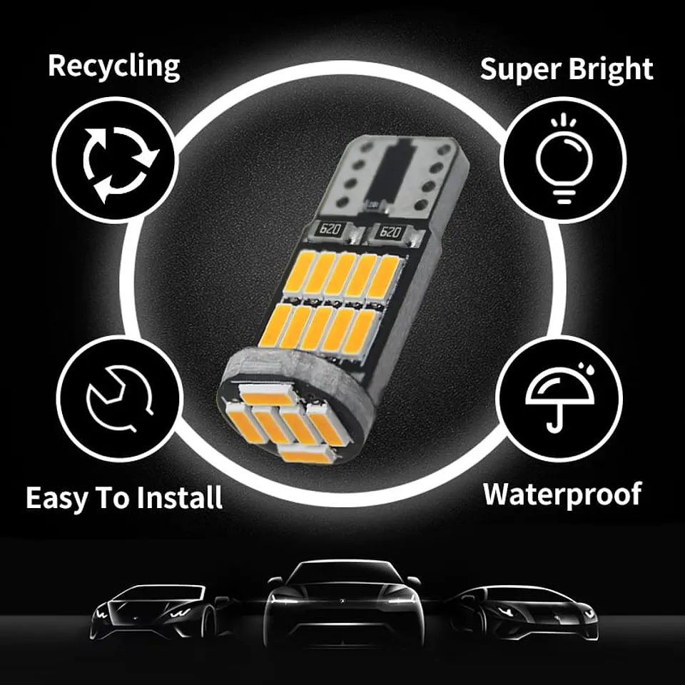 X10 unidades de Ampolletas led T10 W5W antierror canbus 2