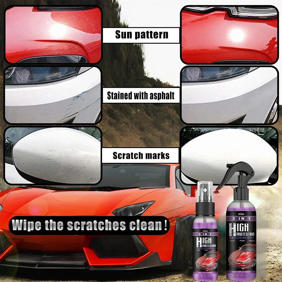 Spray Protector Cerámico 3 en 1 hidrofobico Brillo Extremo y 8