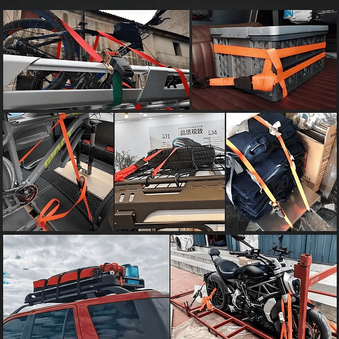 🌟Oferta especial🌟 X2 Eslingas De Amarre Con Ratchet 2,54cm X 457cm  6