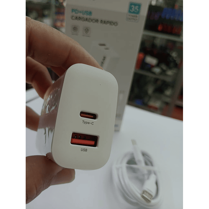 💥Oferta liquidacion💥 Cargador de auto tipo C USB con cable tipo C a C 35w 4