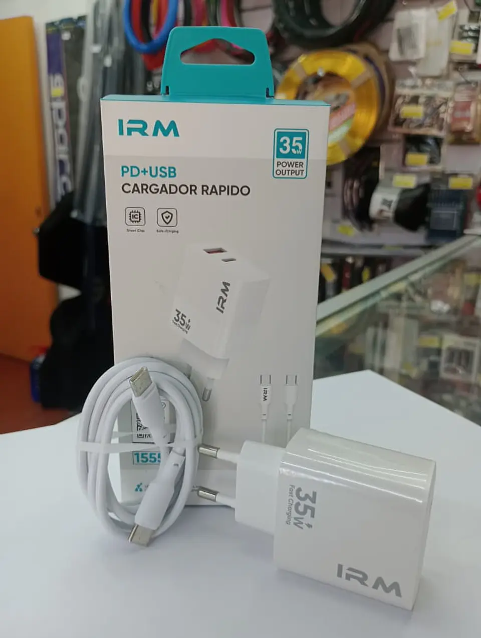 Cargador de auto tipo C USB con cable tipo C a C 35w 1