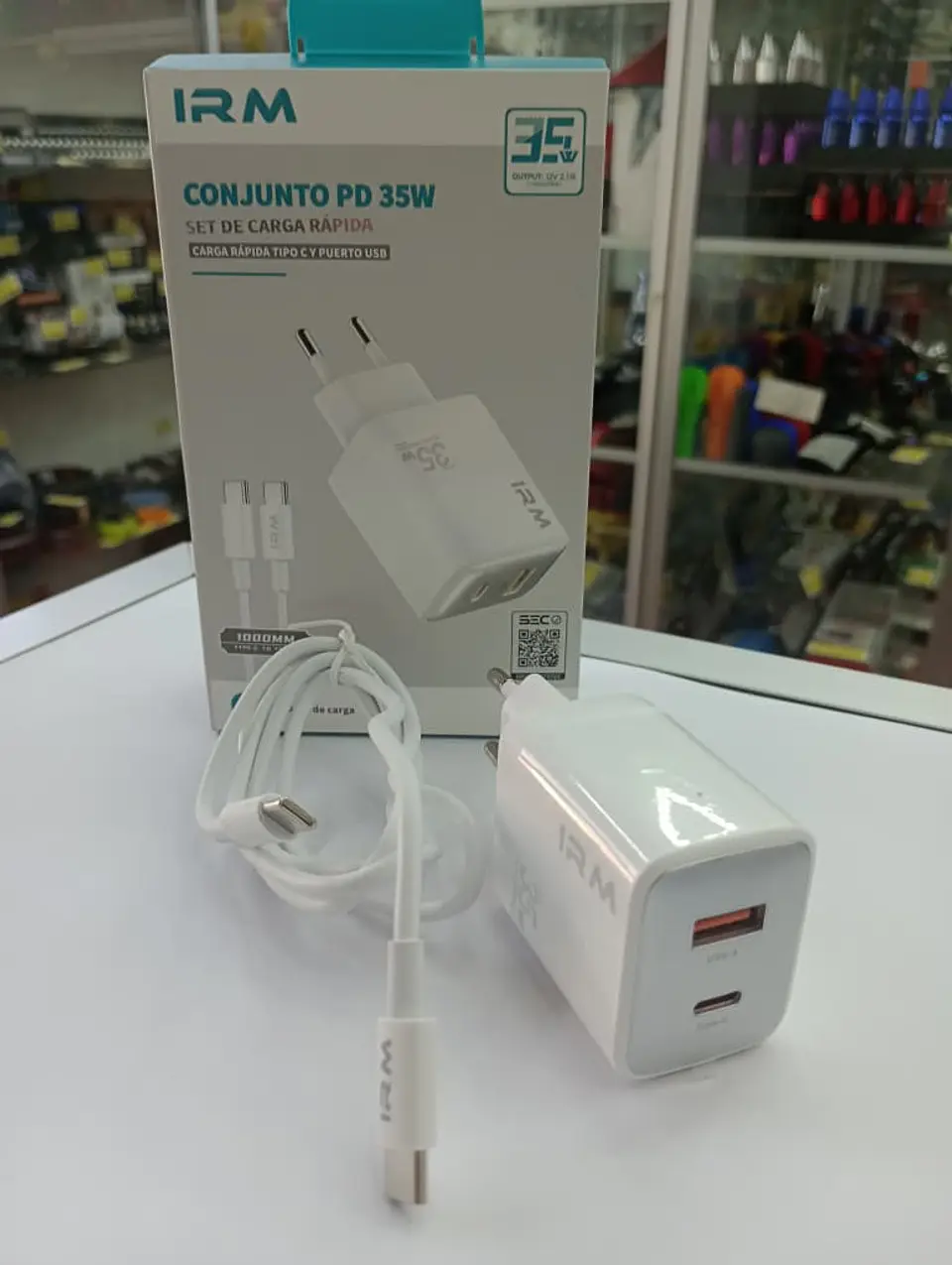 Cargador de auto tipo C USB con cable tipo C a C 35w 2