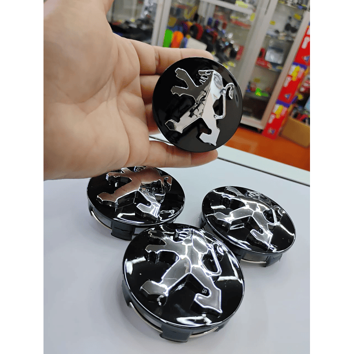 Set X4 Tapas centro de Llantas de autos centro de rueda marca PEUGEOT 58X60MM 14