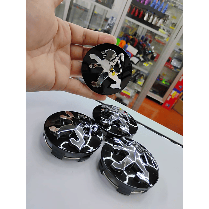 Set X4 Tapas centro de Llantas de autos centro de rueda marca PEUGEOT 58X60MM 15