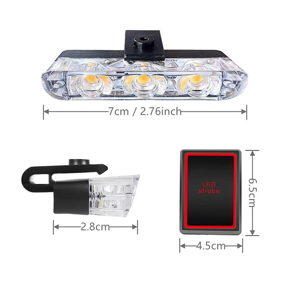 Kit de 4 luces para rejilla estrobo LED 12V amarillo ámbar 3