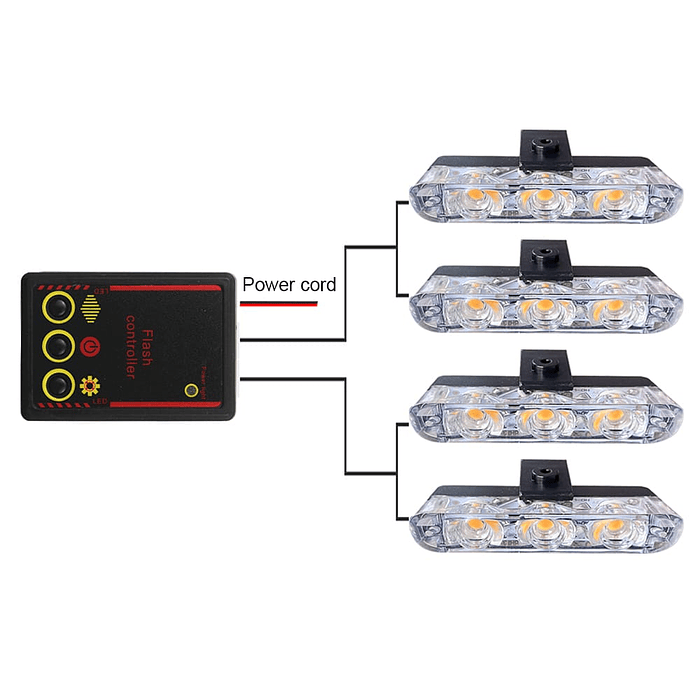 🔥 Oferta especial 🔥 Kit de 4 luces para rejilla de autos estrobo LED 12V amarillo ámbar impermeable 5