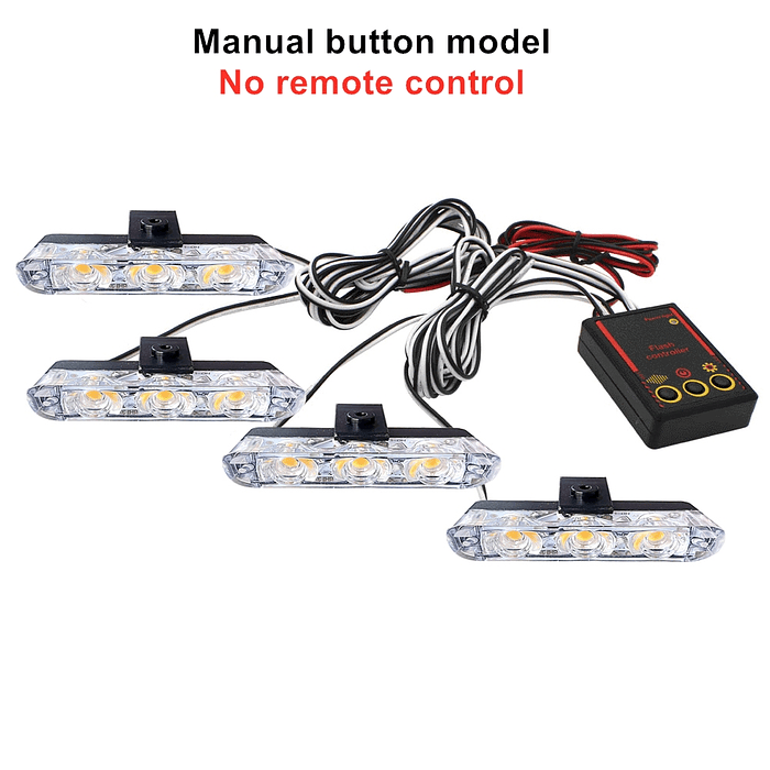 🔥 Oferta especial 🔥 Kit de 4 luces para rejilla de autos estrobo LED 12V amarillo ámbar impermeable 8