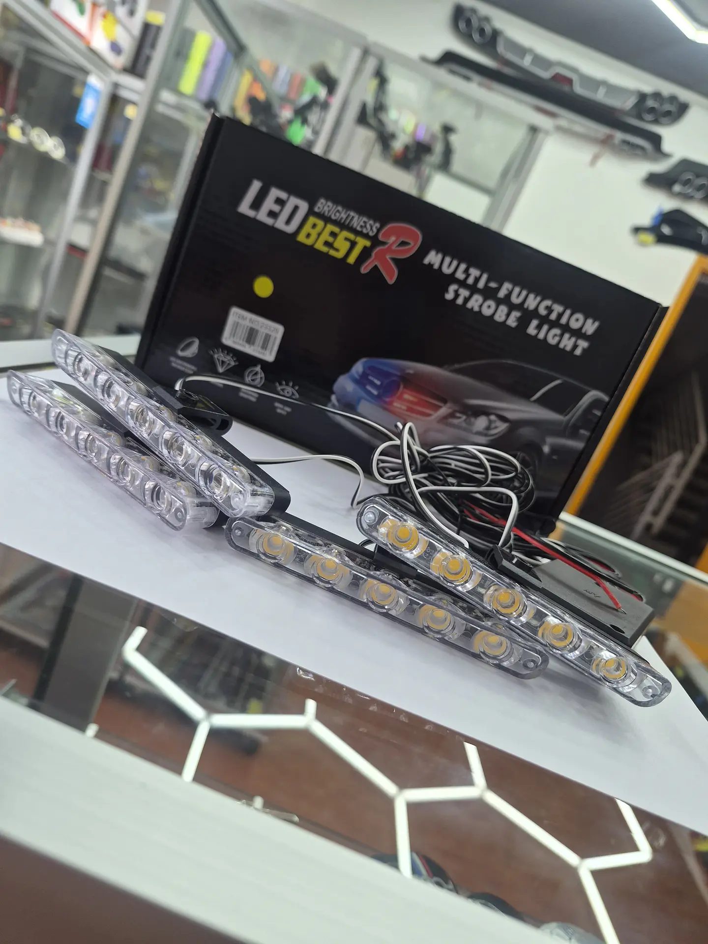 Kit de 4 luces para rejilla estrobo LED 12V amarillo ámbar 1