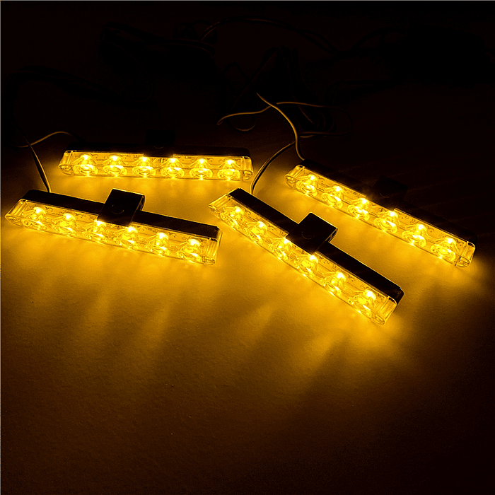🔥 Oferta especial 🔥 Kit de 4 luces para rejilla de autos estrobo LED 12V amarillo ámbar impermeable 9
