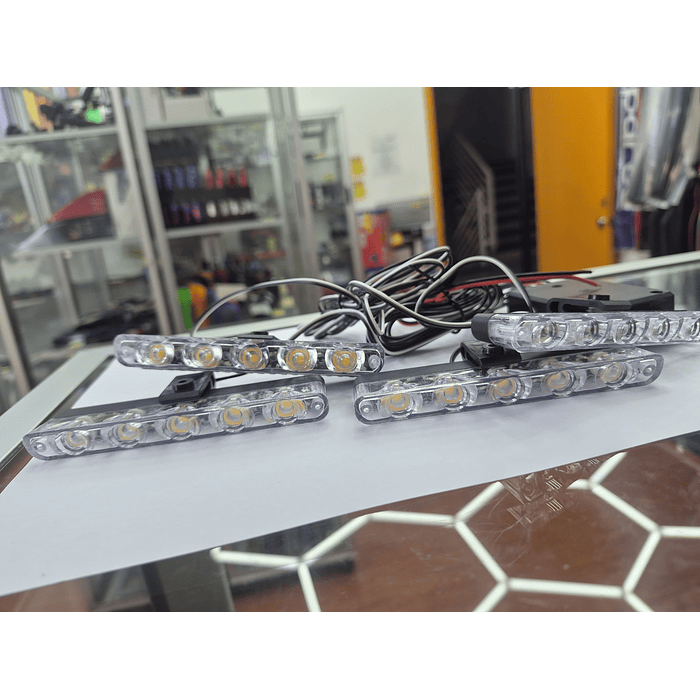 🔥 Oferta especial 🔥 Kit de 4 luces para rejilla de autos estrobo LED 12V amarillo ámbar impermeable 12