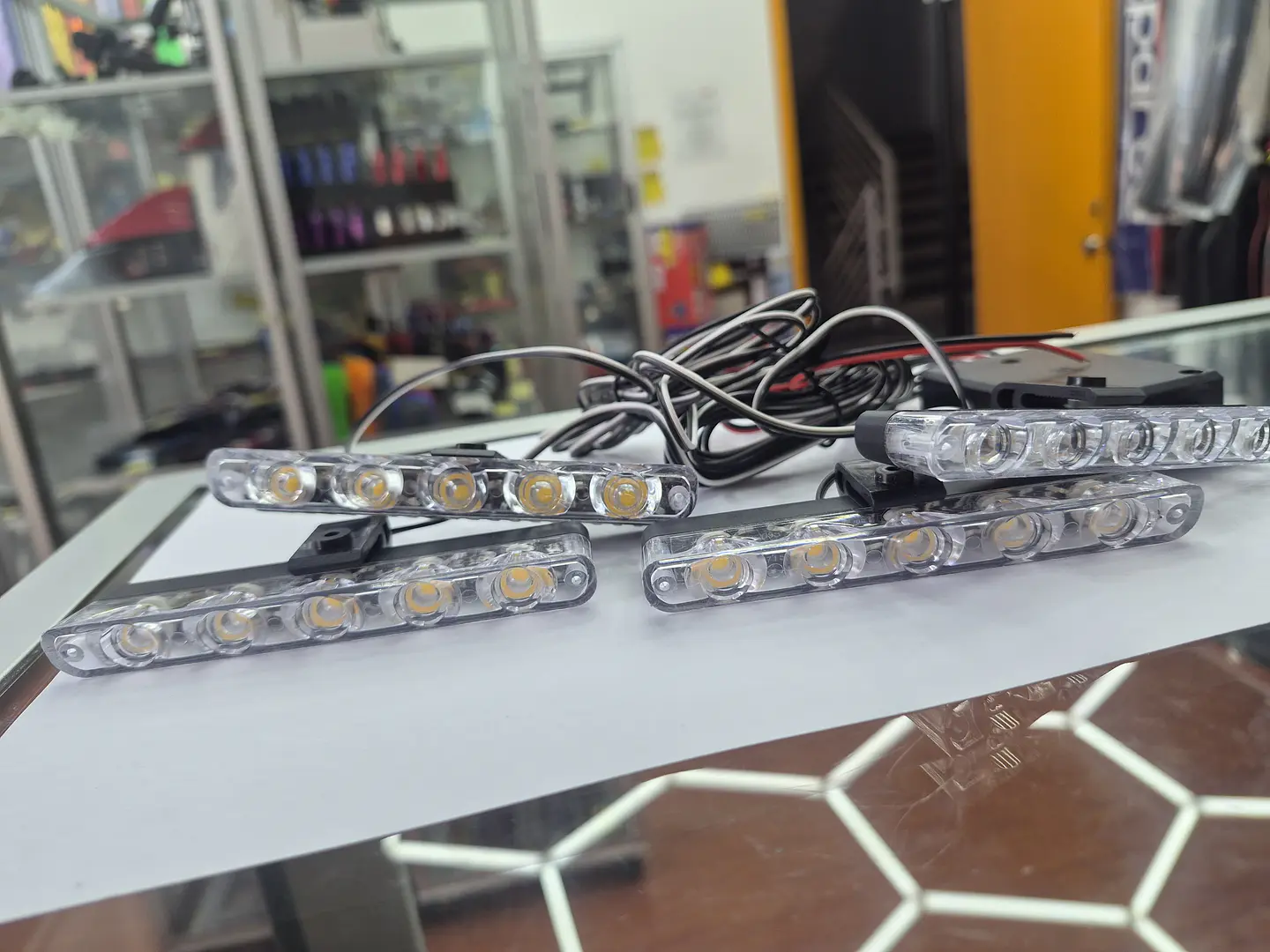 Kit de 4 luces para rejilla estrobo LED 12V amarillo ámbar 12