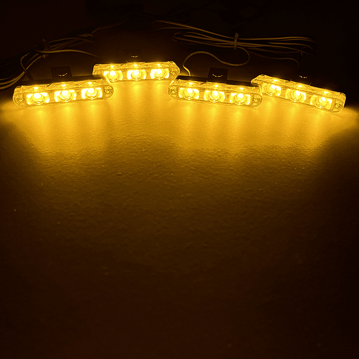 🔥 Oferta especial 🔥 Kit de 4 luces para rejilla de autos estrobo LED 12V amarillo ámbar impermeable 13
