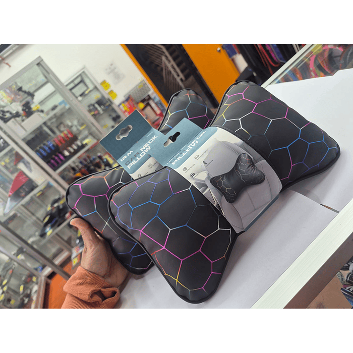 Oferta especial 🌟  X2 Almohadas apoya cabeza linea de colores ecocuero negro universal auto 🚗 7