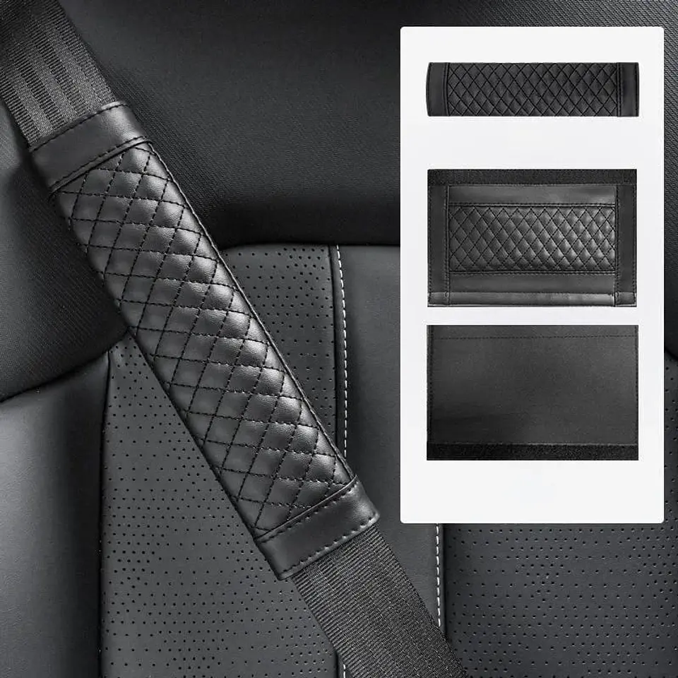 Liquidación x2 cubre cinturón de seguridad negro diseño hilo negro 12