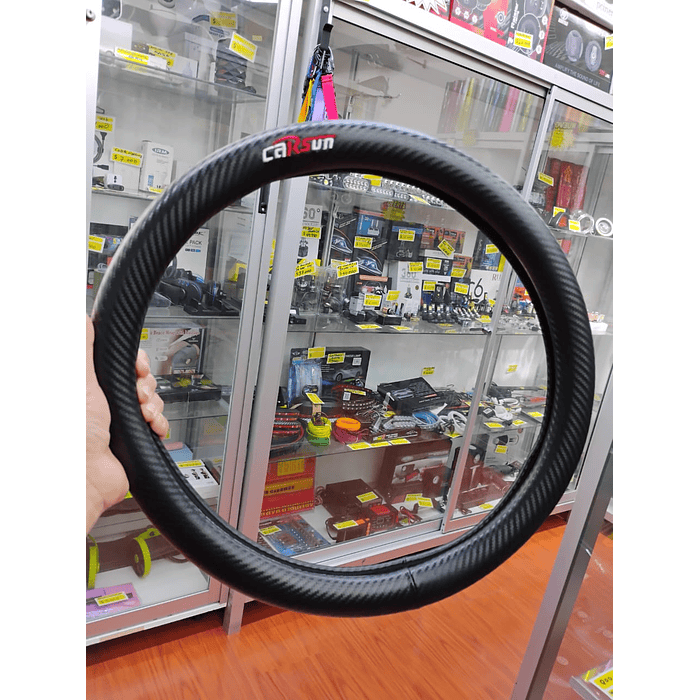 ¡Gran oferta! 🚗💨   *Forro Cubre Volante carsun* de *Goma Negro diseño carbono* - *Anti-resbalante* y de *alta calidad.  1