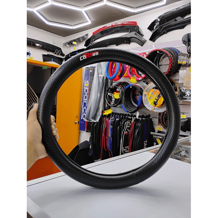 ¡Gran oferta! 🚗💨   *Forro Cubre Volante carsun* de *Goma Negro diseño carbono* - *Anti-resbalante* y de *alta calidad.  5