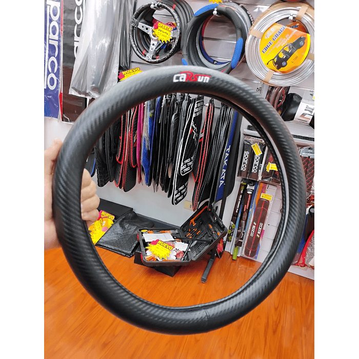 ¡Gran oferta! 🚗💨   *Forro Cubre Volante carsun* de *Goma Negro diseño carbono* - *Anti-resbalante* y de *alta calidad.  7