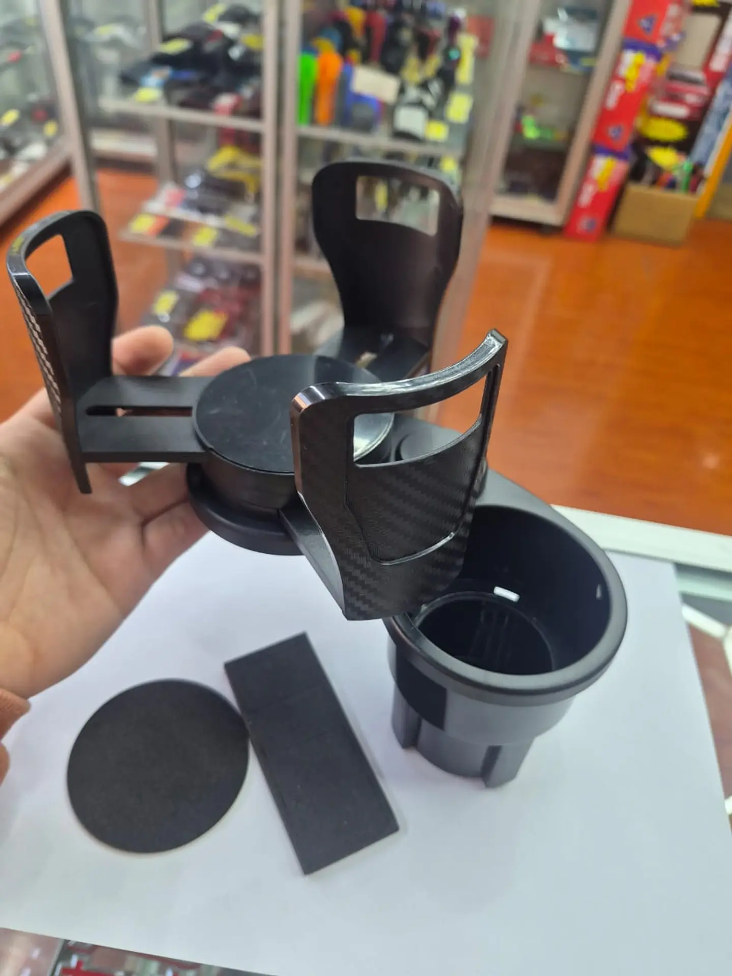 Portavasos Doble Auto Giratorio ajustable 2 en 1 base expansible 1
