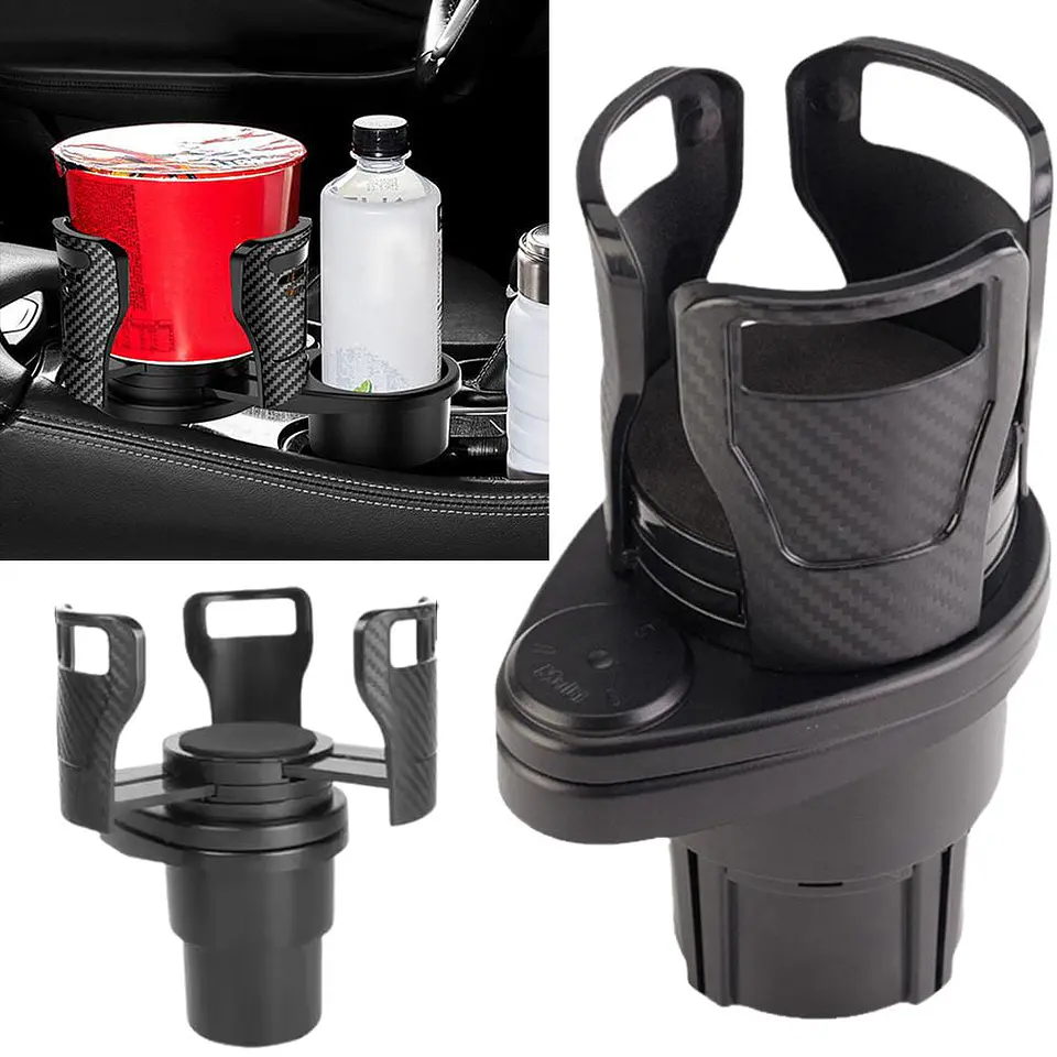 Portavasos Doble Auto Giratorio ajustable 2 en 1 base expansible 15