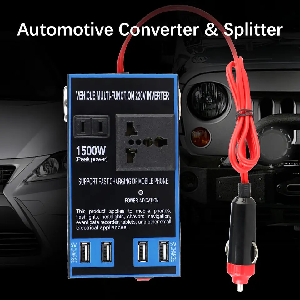 Inversor 1500W 12/24V a 110/220V con USB carga rápida 9