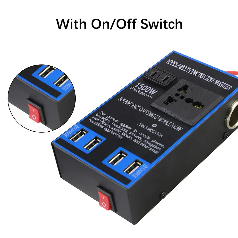 Inversor 1500W 12/24V a 110/220V con USB carga rápida 14