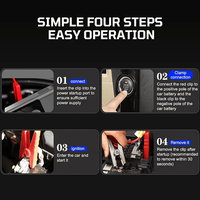 🌟Oferta especial🌟  Partidor inflador 12V portátil, arranque y energía auto de emergencia 4