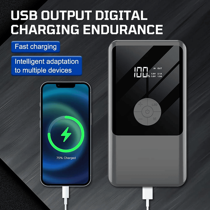 🌟Oferta especial🌟  Partidor inflador 12V portátil, arranque y energía auto de emergencia 5