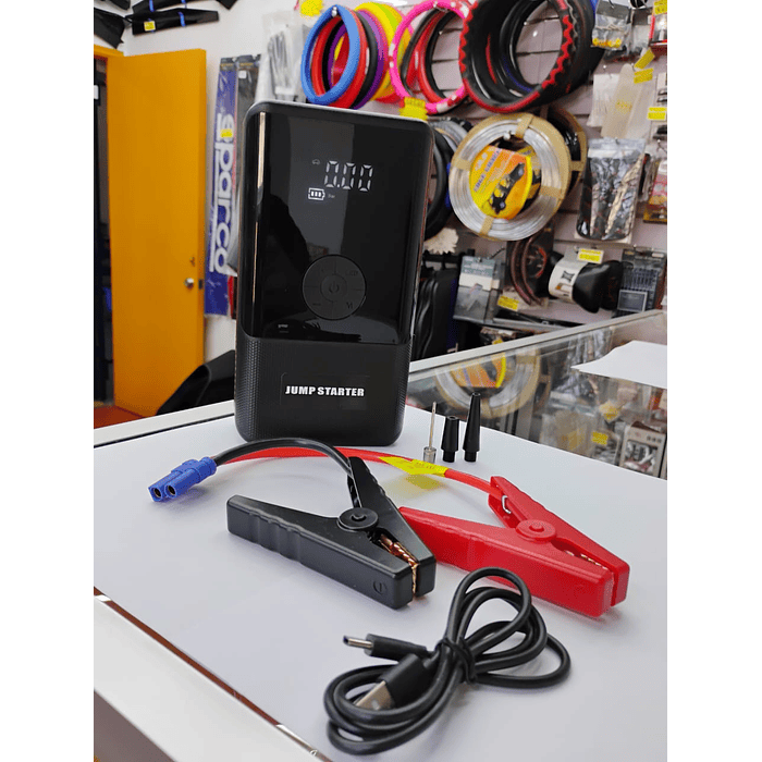 🌟Oferta especial🌟  Partidor inflador 12V portátil, arranque y energía auto de emergencia 8