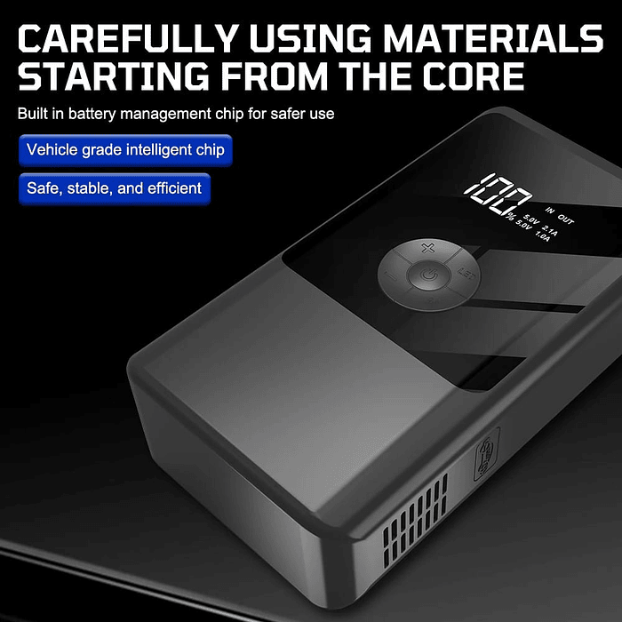 🌟Oferta especial🌟  Partidor inflador 12V portátil, arranque y energía auto de emergencia 11