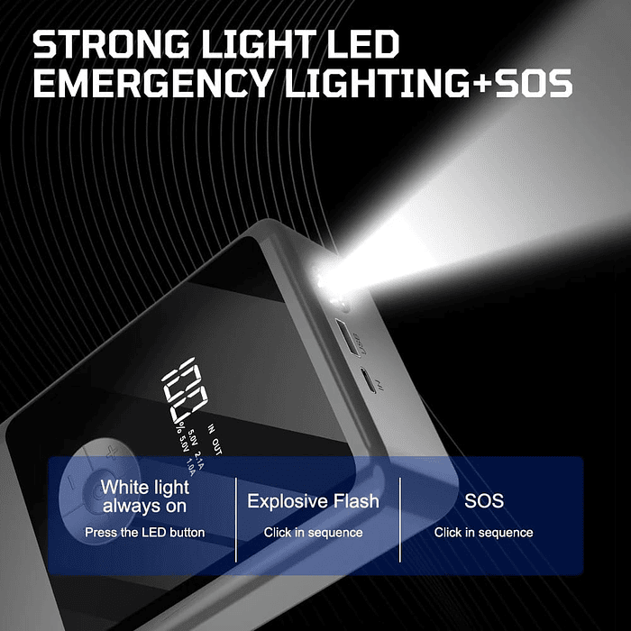 🌟Oferta especial🌟  Partidor inflador 12V portátil, arranque y energía auto de emergencia 13