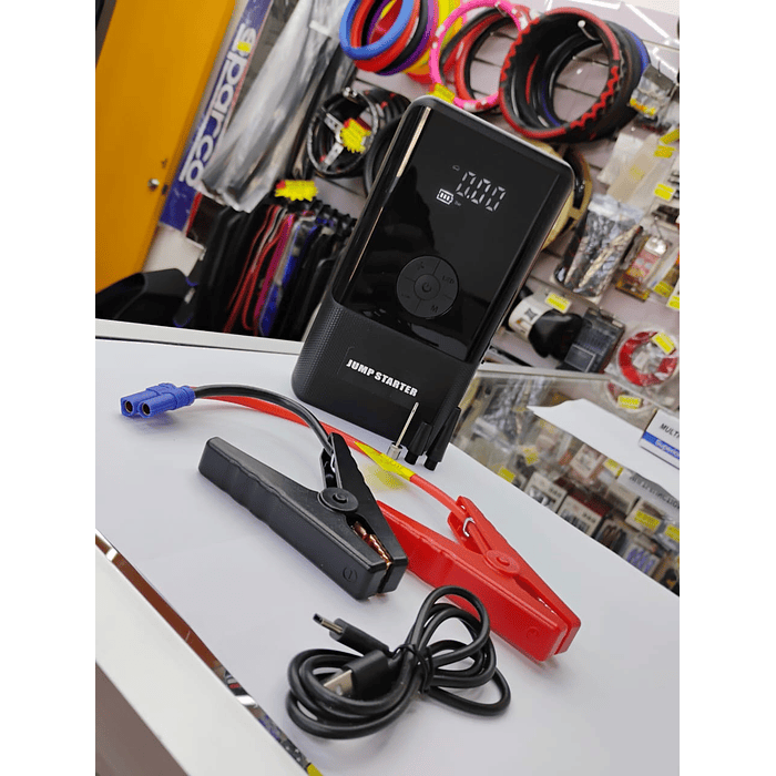 🌟Oferta especial🌟  Partidor inflador 12V portátil, arranque y energía auto de emergencia 15