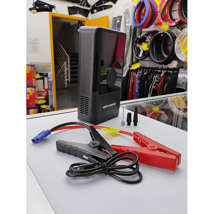 🌟Oferta especial🌟  Partidor inflador 12V portátil, arranque y energía auto de emergencia 16
