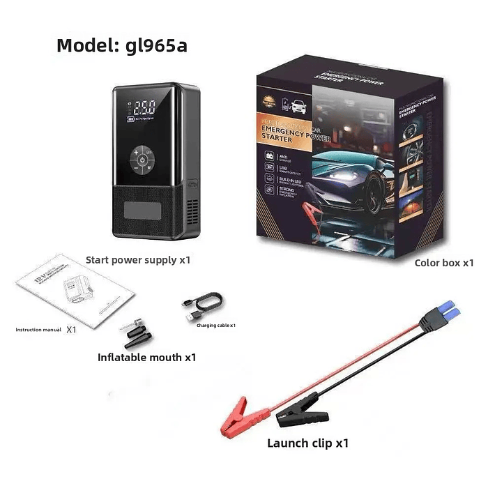 🌟Oferta especial🌟  Partidor inflador 12V portátil, arranque y energía auto de emergencia 17