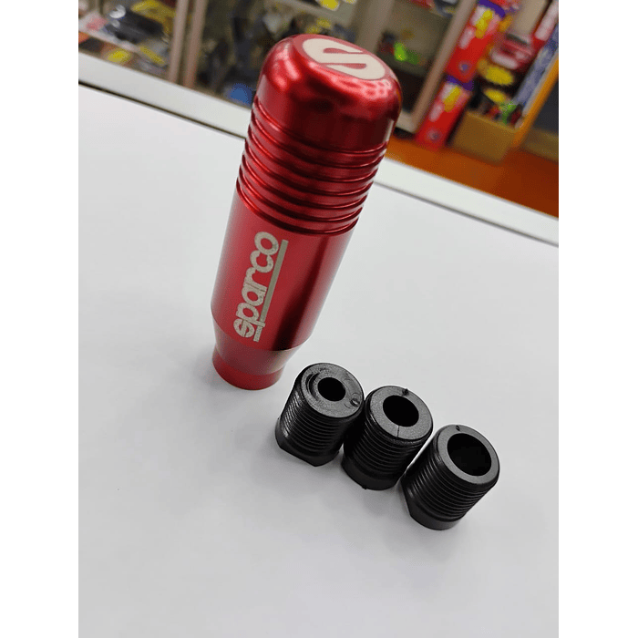 🌟Oferta especial 🌟  Pomo Perilla de cambio universal metalico 8.5cm Sparco Rojo 9