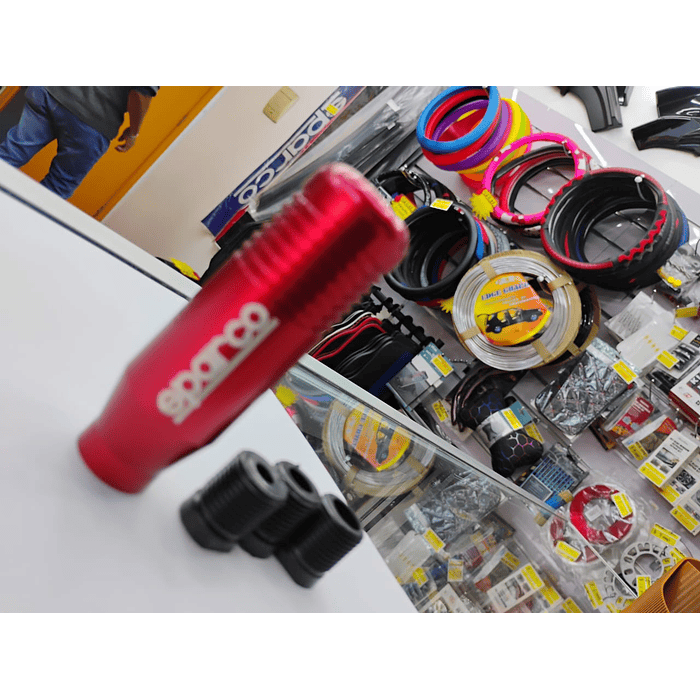 🌟Oferta especial 🌟  Pomo Perilla de cambio universal metalico 8.5cm Sparco Rojo 12