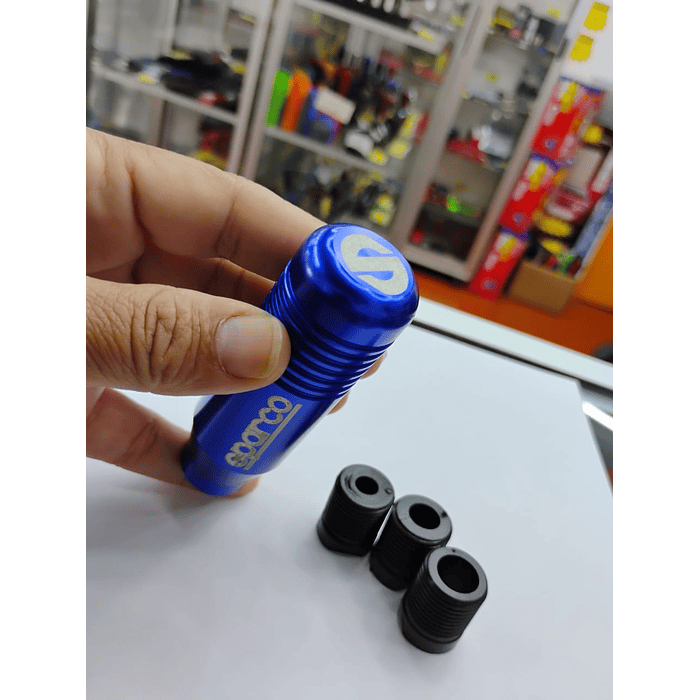 🌟Oferta especial 🌟  Pomo Perilla de cambio universal metalico 8.5cm Sparco azul  3